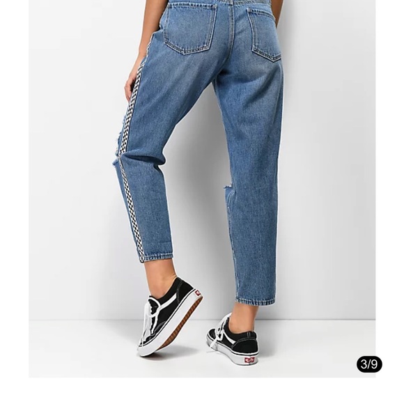 zumiez checkered mom jeans size 0 24” - Picture 5 of 14